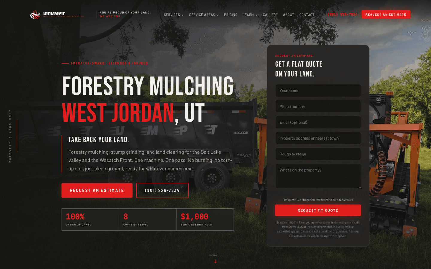The Stumpt LLC - Utah website, built by Brandloc