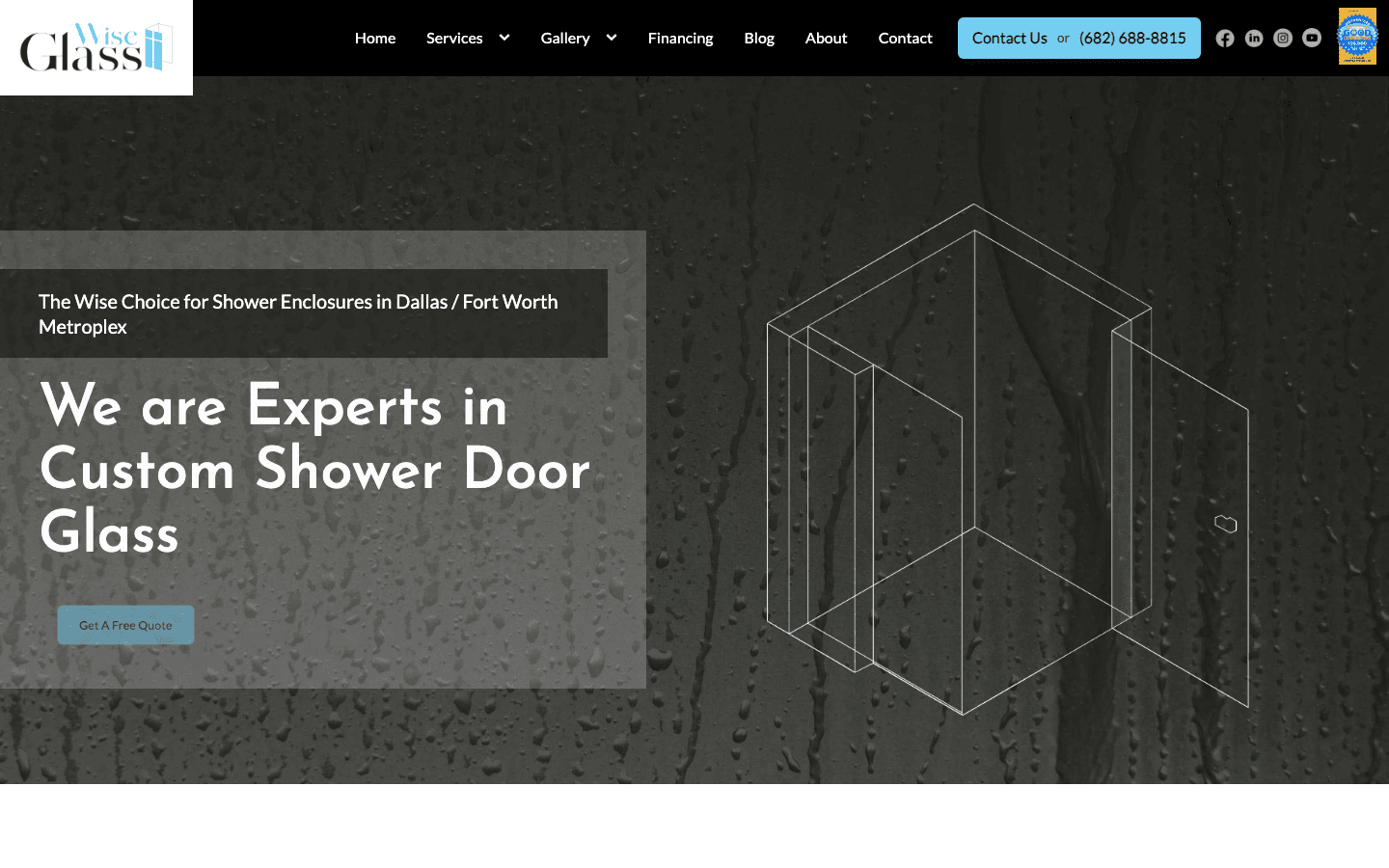The Wise Glass LLC website, built by Brandloc